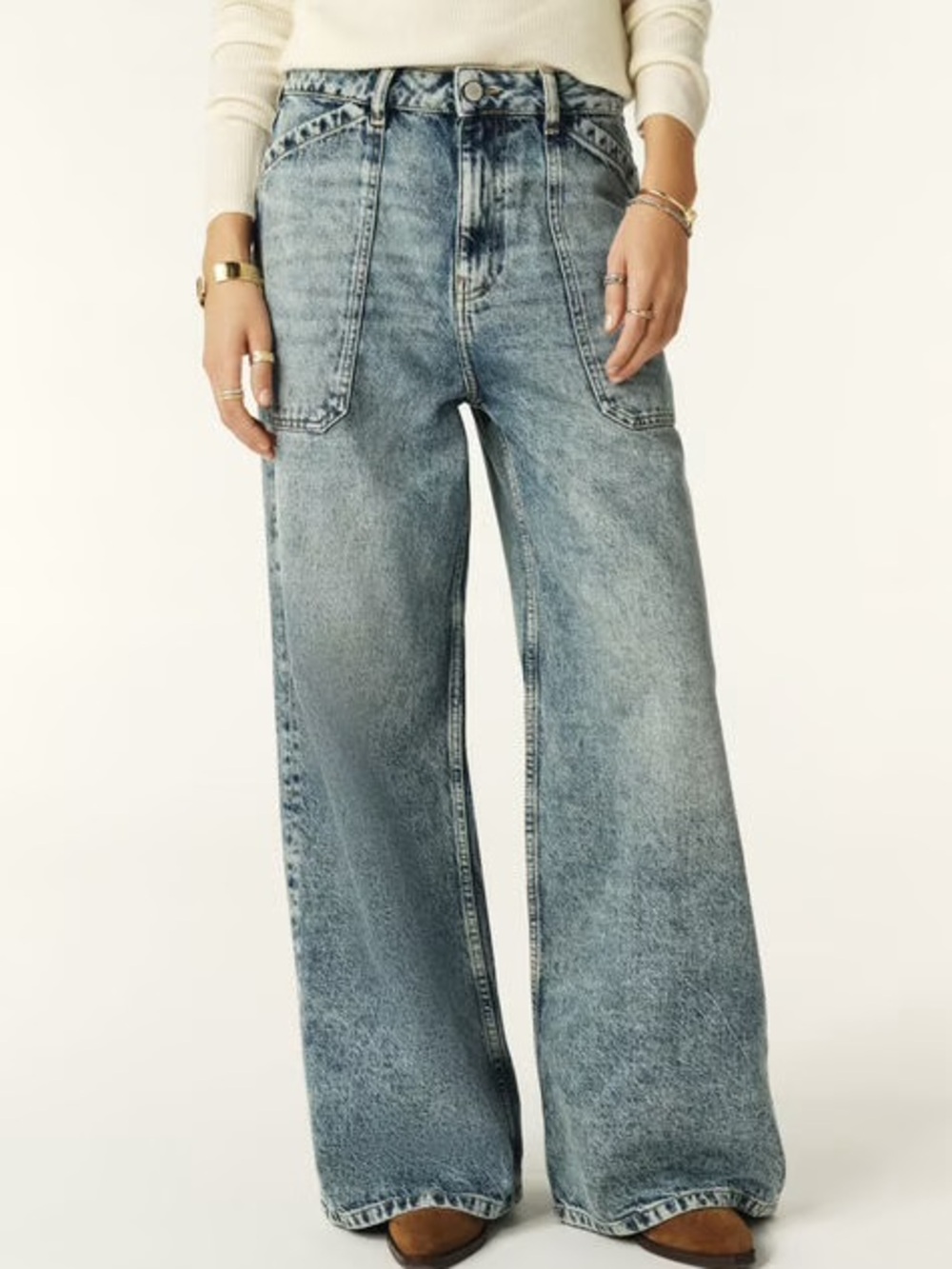 ba&sh Wide-Leg Jeans in Faded Blue size 42